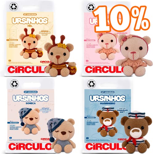 Kit Amigurumi Ursinhos Soft