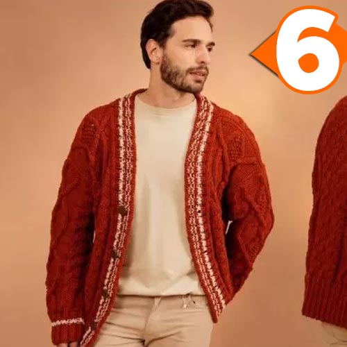 Receita Cardigã Masculino de Tricô com Tranças