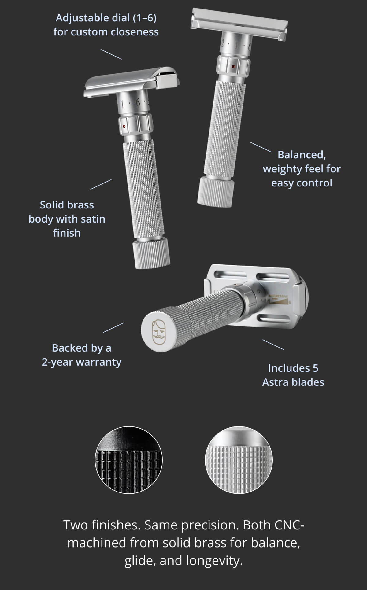 Adjustable dial (1–6) for custom closeness