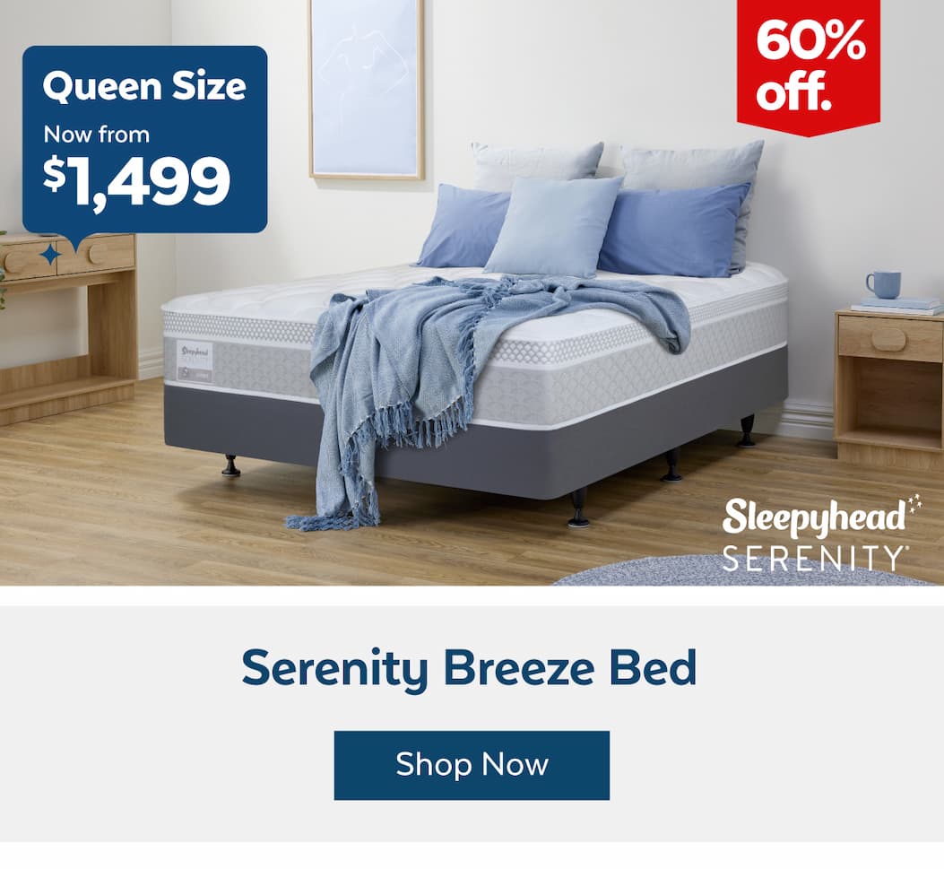 Sleepyhead Serenity Breeze Bed 60% off Queen size now $1,499