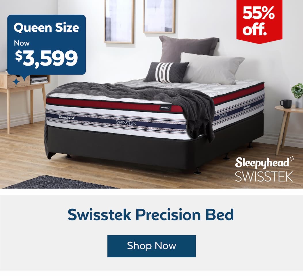 Sleepyhead Swisstek Precision Bed 55% off Queen size now $3599