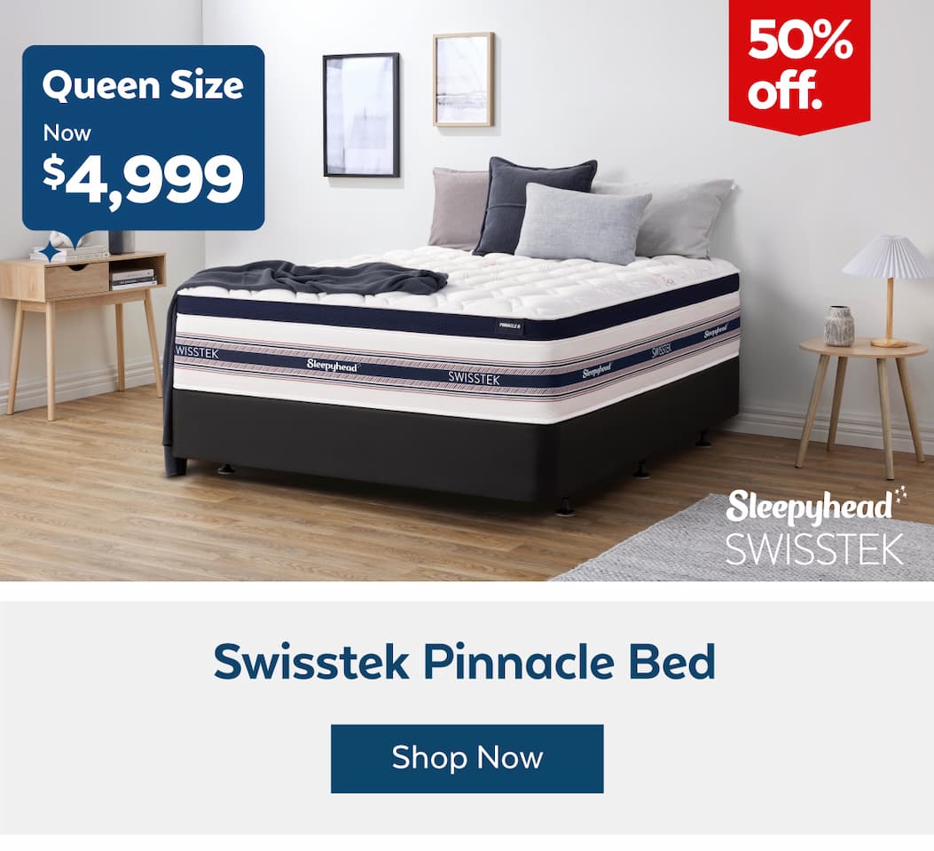 Sleepyhead Swisstek Pinnacle Bed 50% off Queen size now $4999