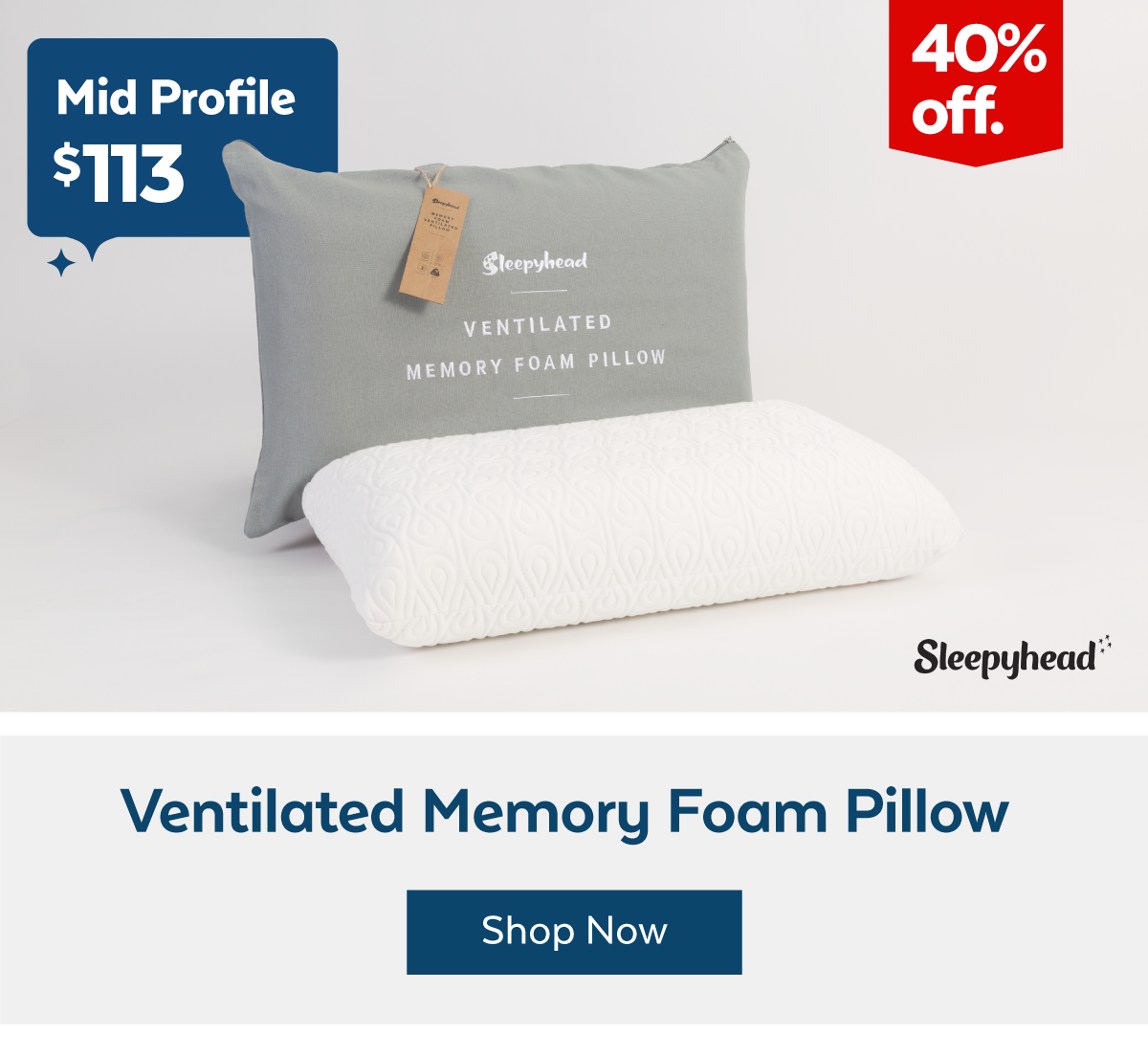 Sleepyhead Ventilated Memory Foam Pillow now $113