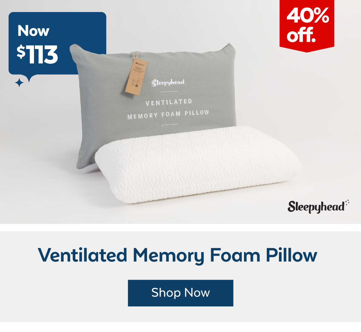 Sleepyhead Ventilated Memory Foam Pillow now $113