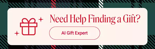 Need help finding a gift? AI Gift Expert. An illustration of a wrapped gift and stars.