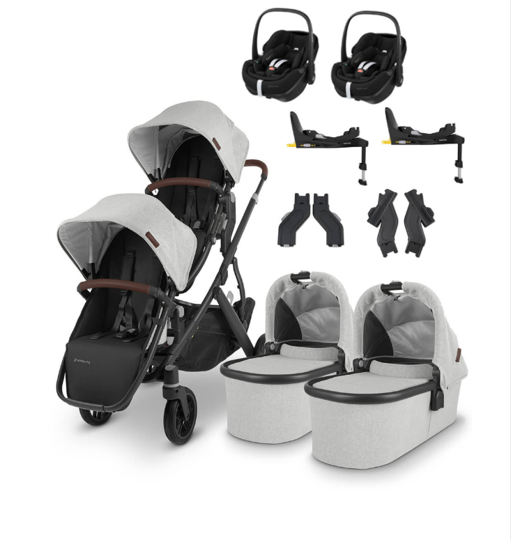 Vista V2 Twin Travel System With 2x Maxi Cosi Pebble PRO 360 Car Seats & Bases