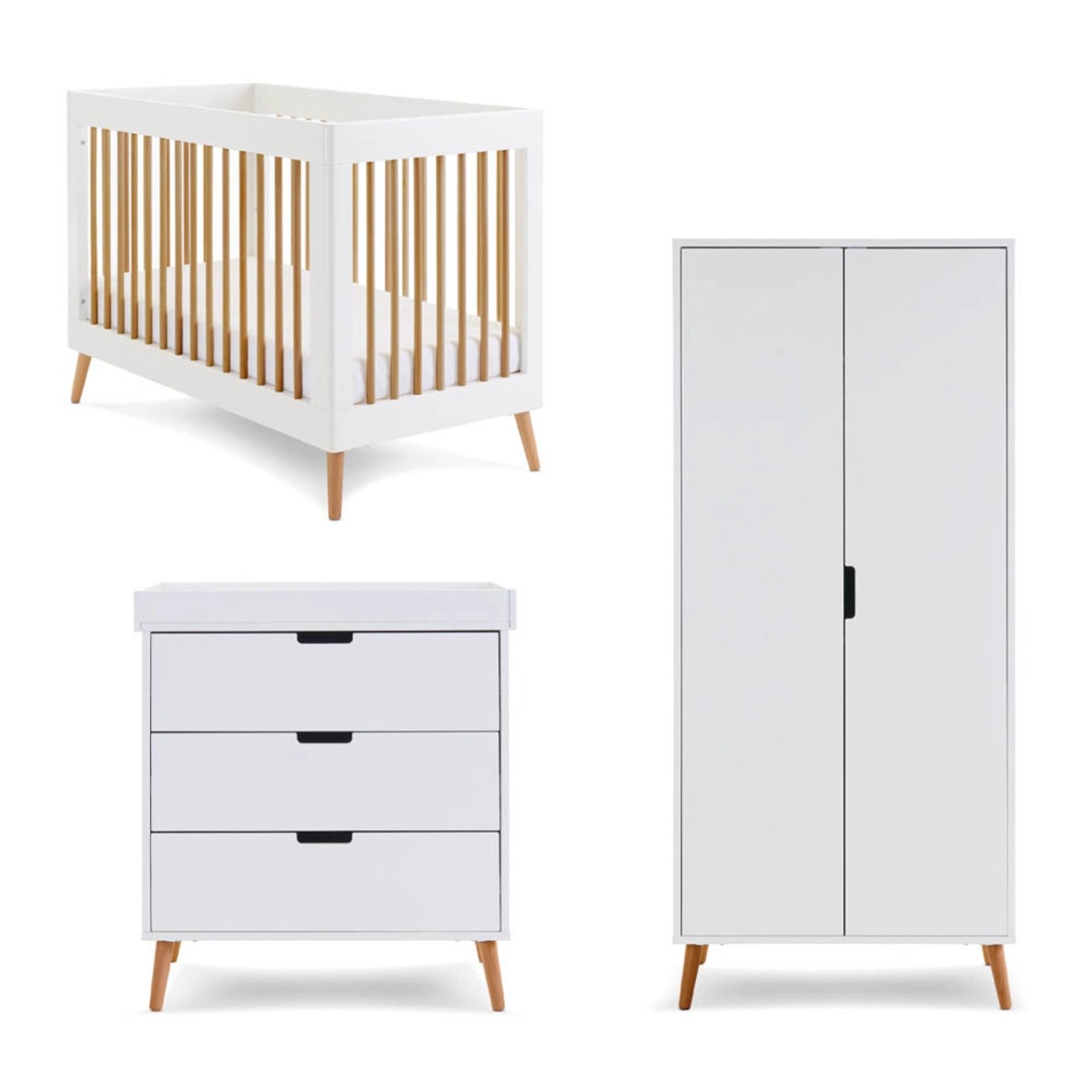 Maya 3 Piece Furniture Range - White/Natural