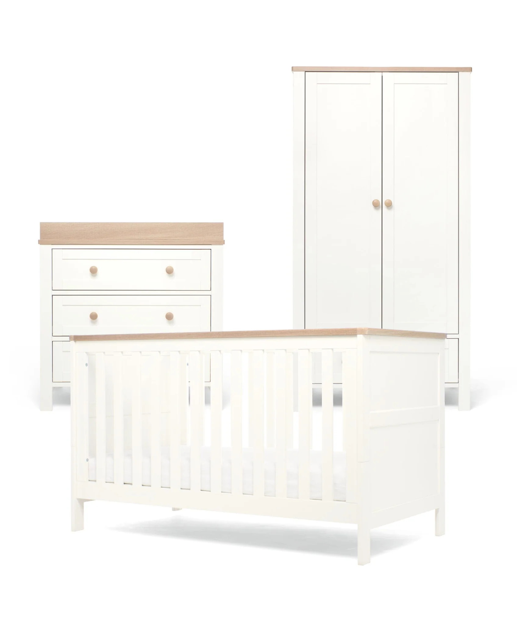 Wedmore 3 Piece Cotbed Range - White/Natural