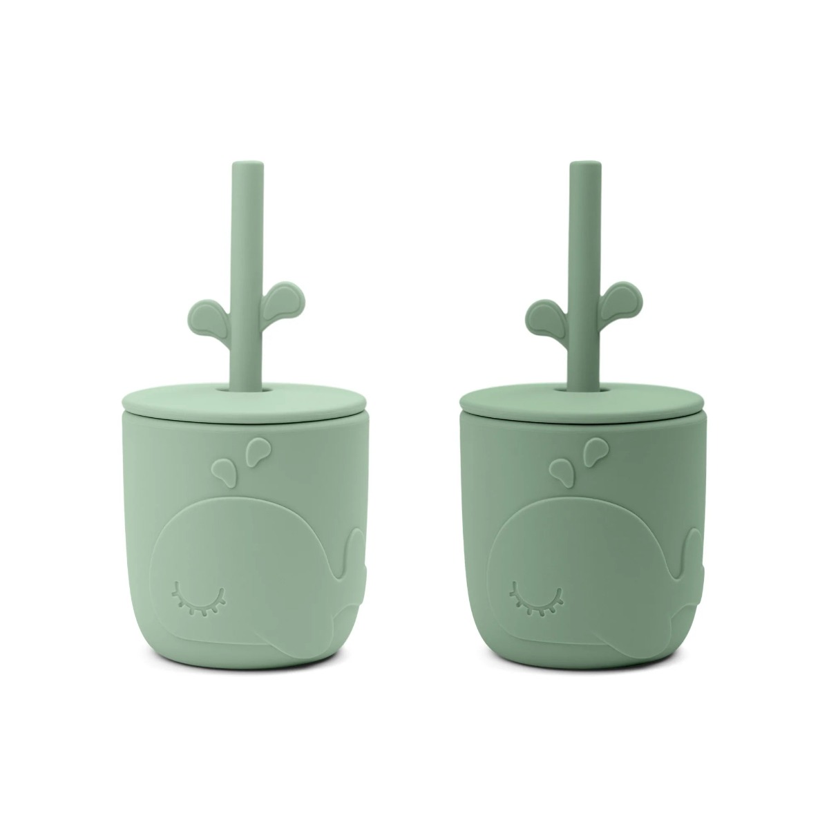 Peekaboo Straw Cup 2pk Wally - Green