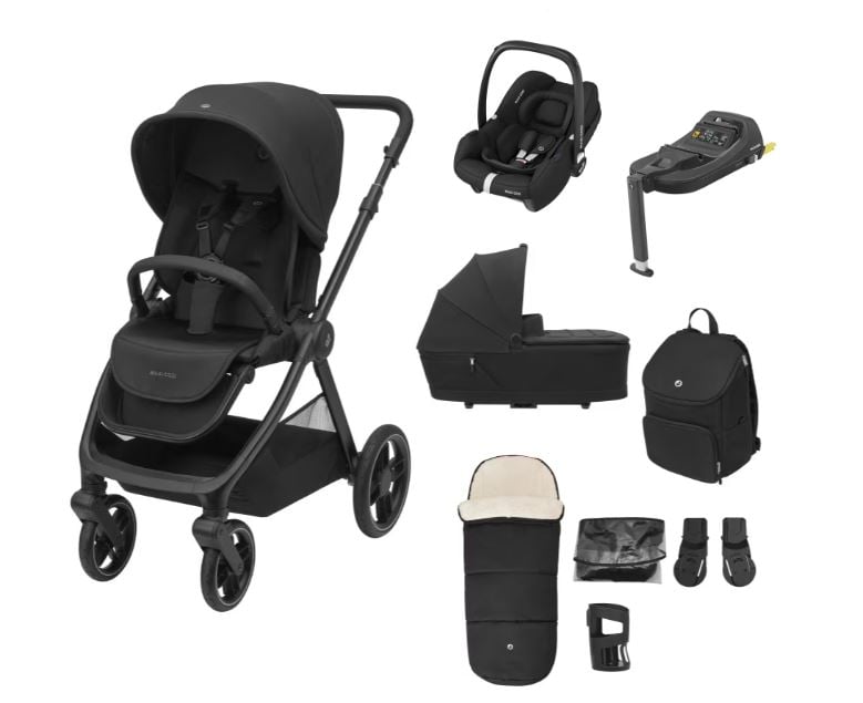 Oxford 9 Piece Bundle with Cabriofix i-Size Car Seat & Base - Black