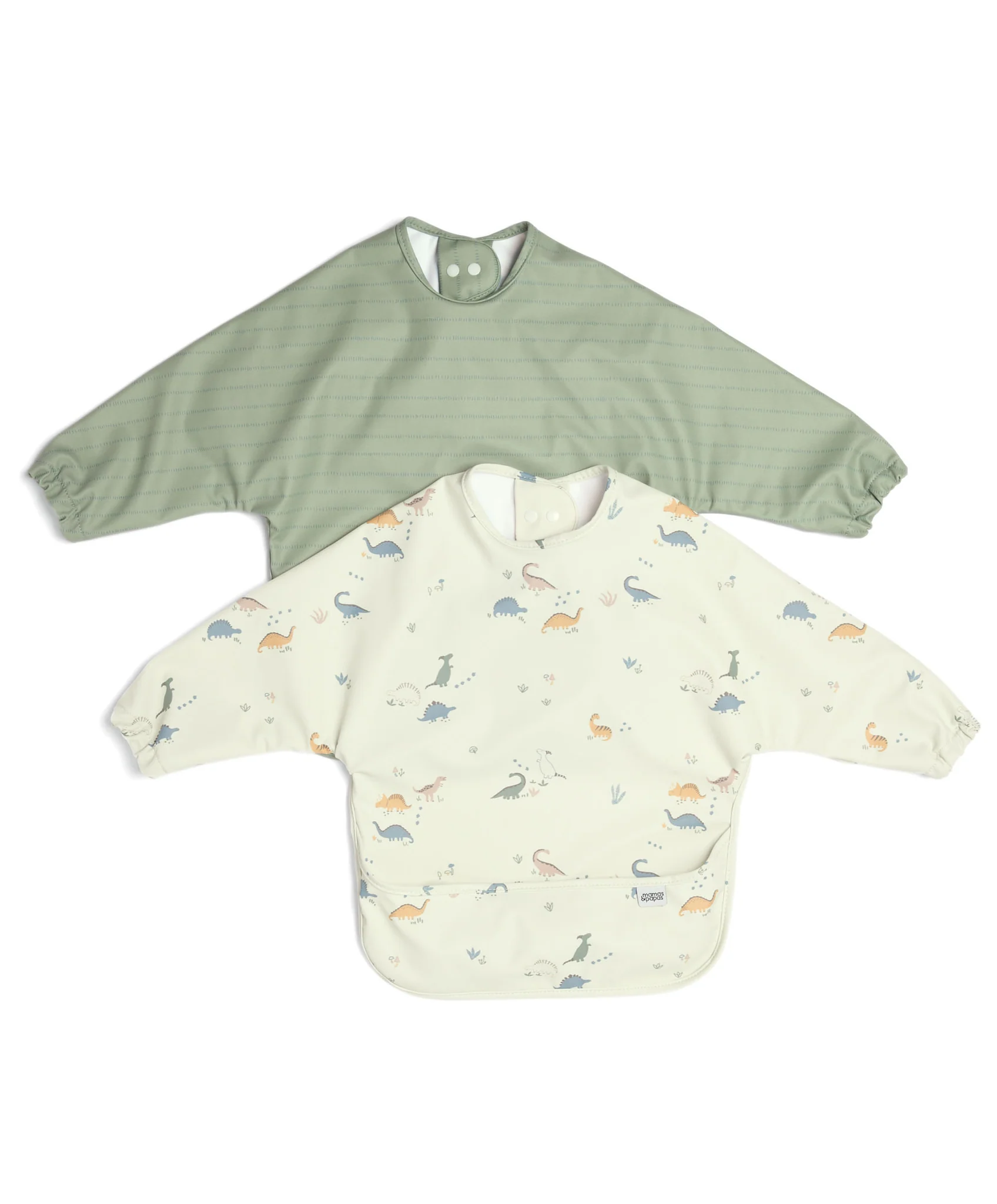 Mamas & Papas Long sleeved Bibs 2Pack- Dino Stripe