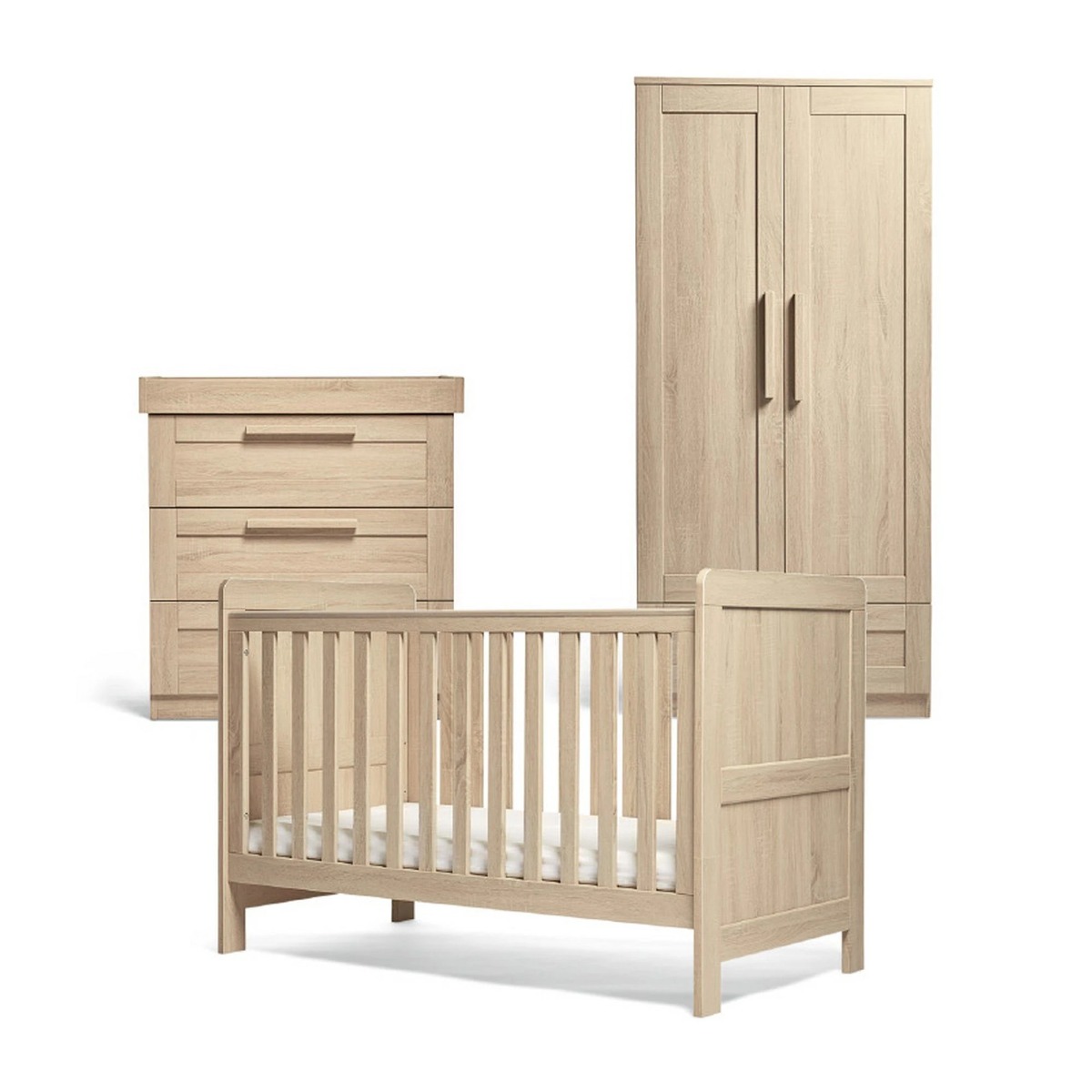 Atlas 3 Piece Cotbed Range - Light Oak