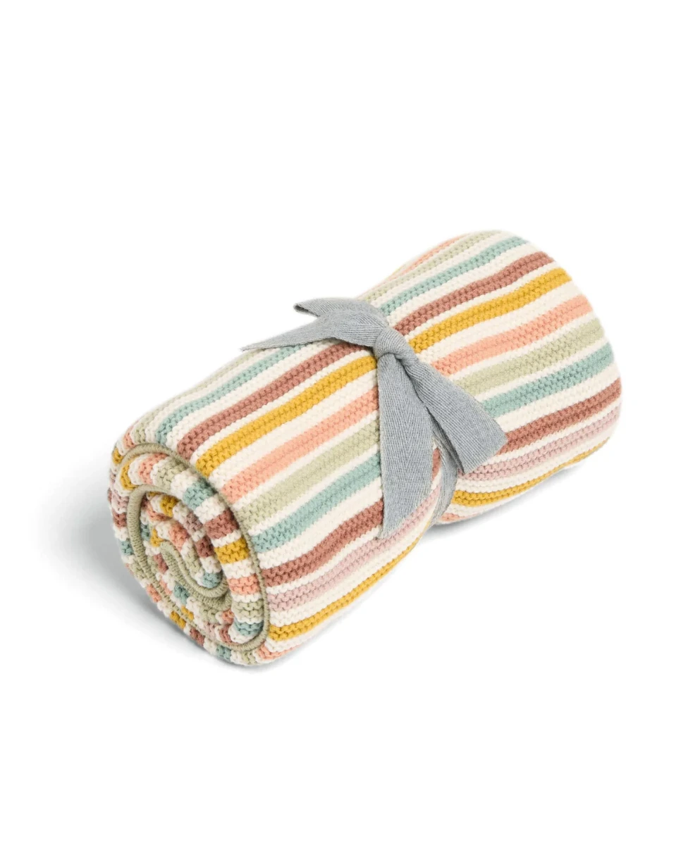 Mamas & Papas Knitted Blanket  - Multi Colour Stripe