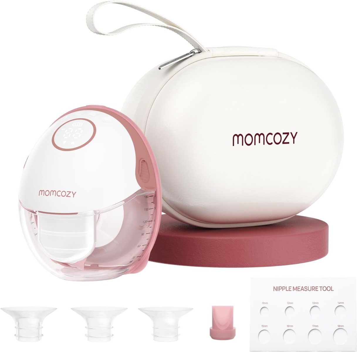 Momcozy Single Hands-Free Slim Breast Pump M6 - Maroon 
