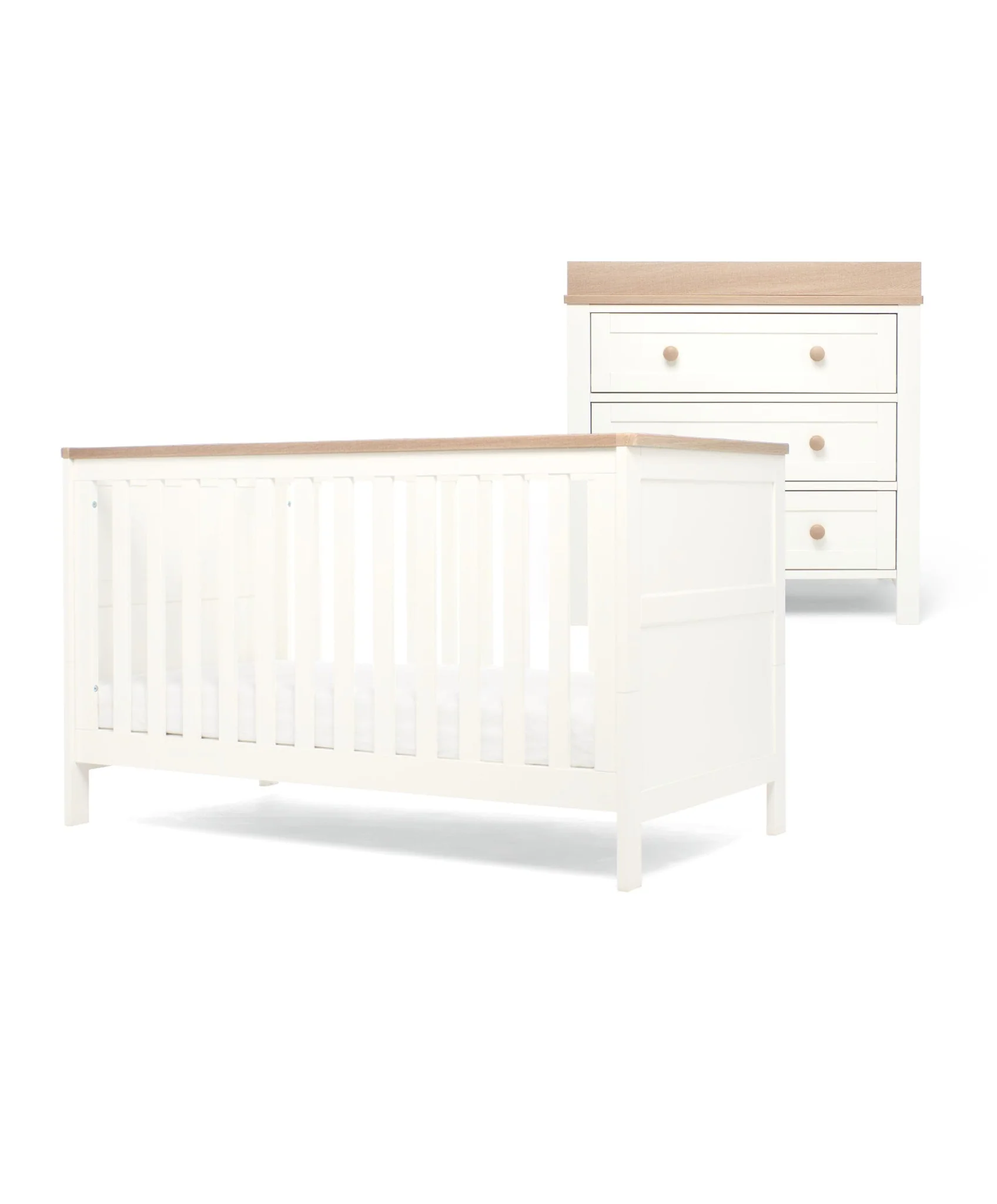 Wedmore 2 Piece Cotbed & Dresser Changer Set- White/Natural