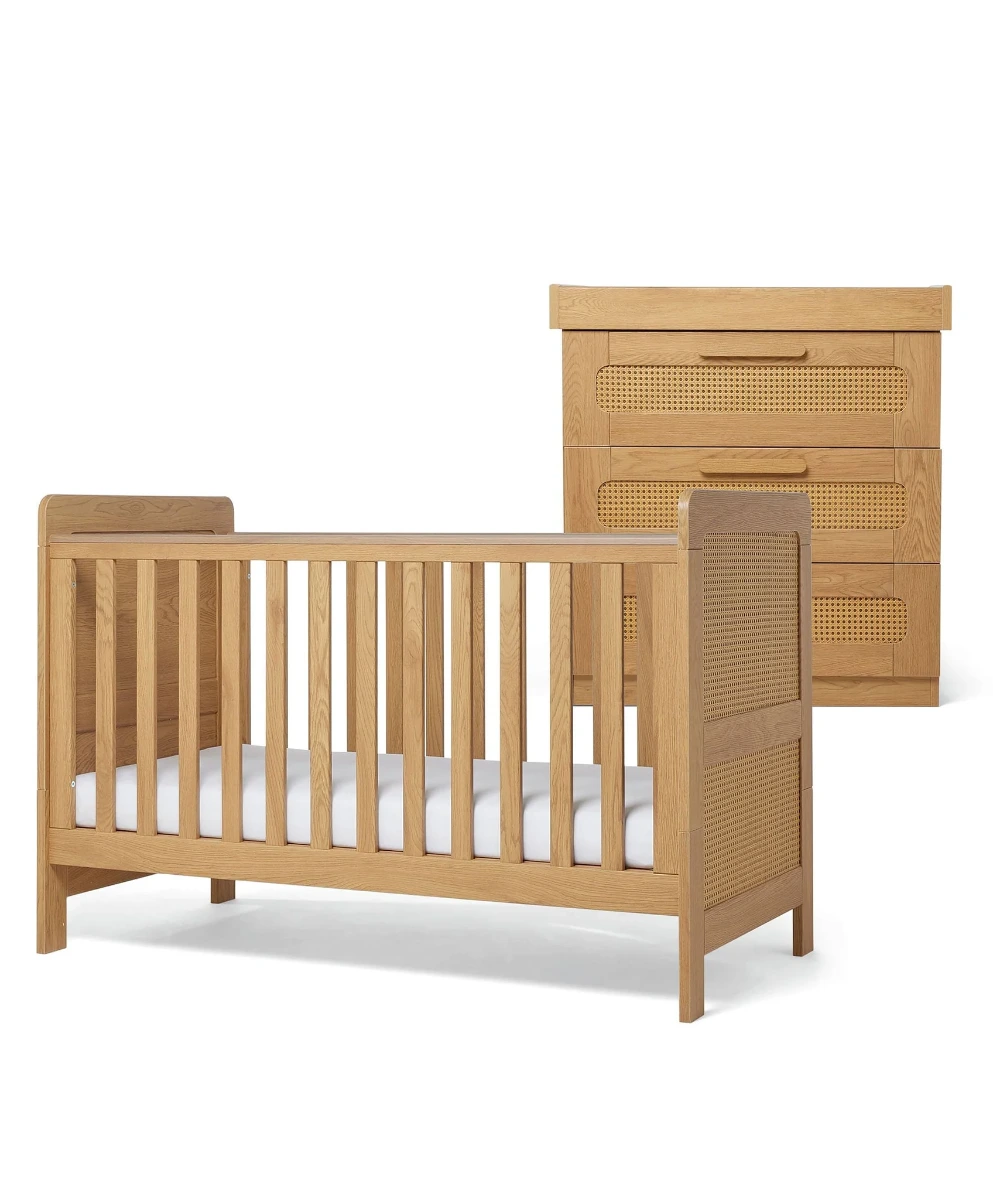Mamas & Papas Esna 2 Piece Cotbed & Dresser Set - Rattan
