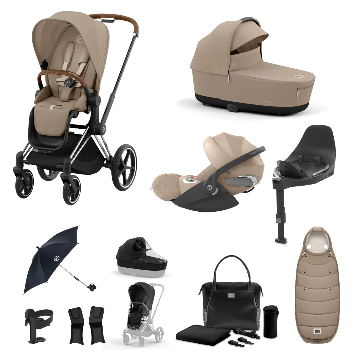 Cybex Priam 2025  12Piece Bundle with Cloud T & Base - Chrome Brown