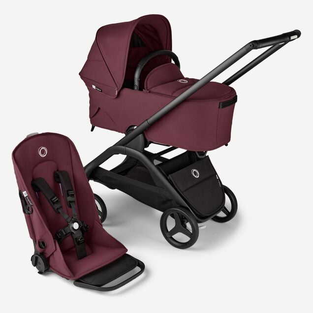 Dragonfly Lightweight Pushchair and Carrycot - Black/Dark Cherry
