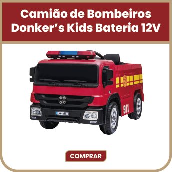 Cami&atilde;o de Bombeiros Donker&rsquo;s Kids Bateria 12V