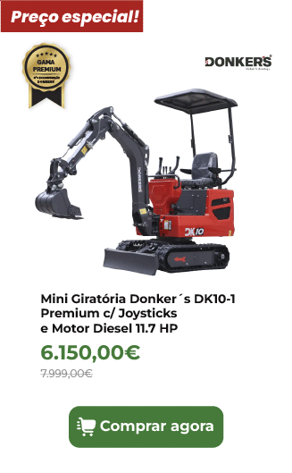 Mini Girat&oacute;ria Donker&acute;s DK10-1 Premium c/ Joysticks e Motor Diesel 11.7 HP