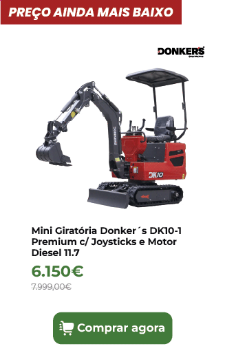Mini Girat&oacute;ria Donker&acute;s DK10-1 Premium c/ Joysticks e Motor Diesel 11.7 HP