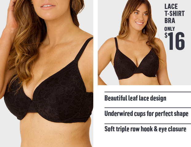 SHOP LACE T-SHIRT BRA ONLY $16