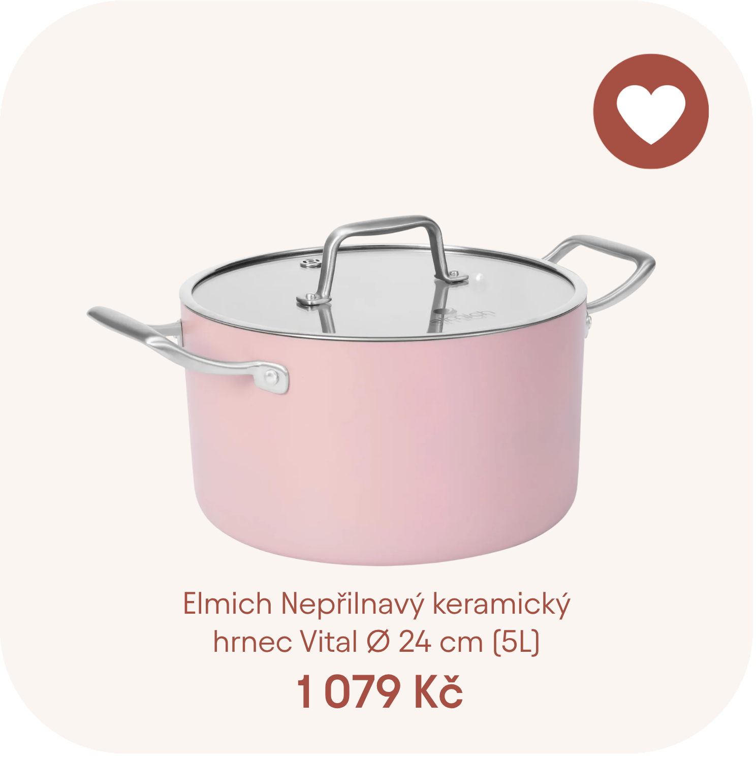 Elmich Nepřilnavý keramický hrnec Vital Ø 24 cm (5L) - růžová