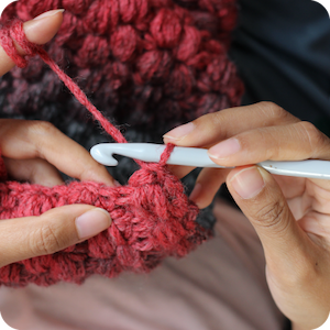 Person crocheting