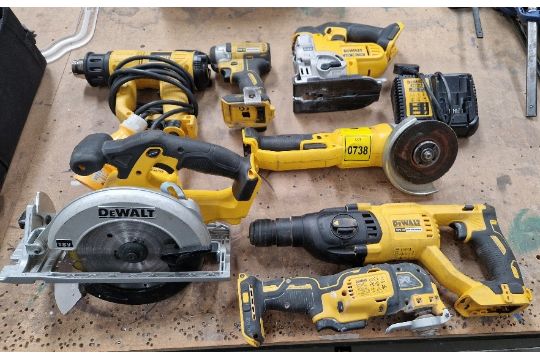 DEWALT CORDLESS TOOL LOT TO INCLUDE, JIGSAW, SDS DRILL,…