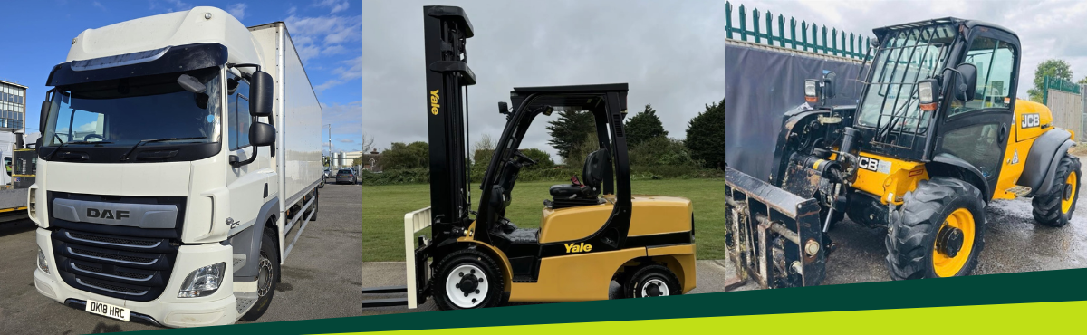 PLANT, MACHINERY & COMMERCIAL VEHICLES - Featuring LINDE Forklifts, MANITOU Telehandlers, HITACHI Excavators, Dumpers, Trailers & Groundcare.