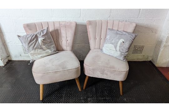 (2) Pink velvet effect padded chairs