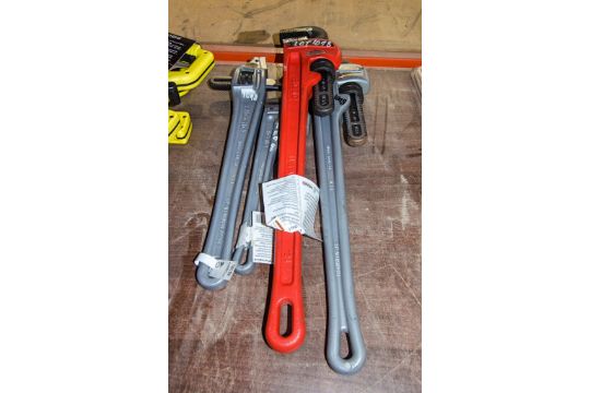 4 - various Ridgid pipe wrenches 