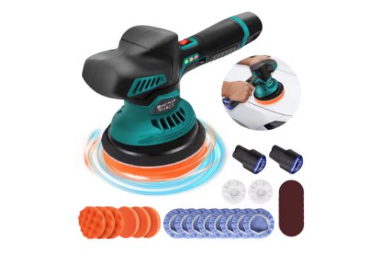 Cordless 12V Car Polisher Kit – Dual Battery, 8-Speed…