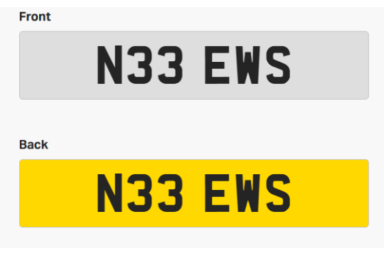 Cherished Number Plate - N33 EWS