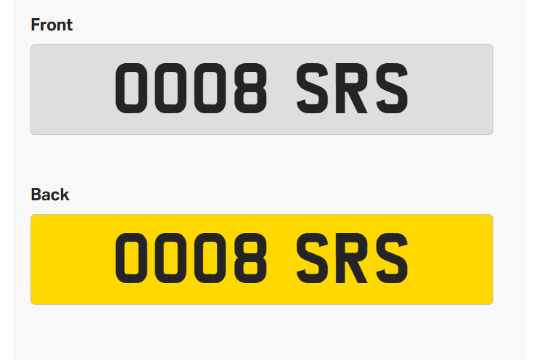 Registration plate - OO08 SRS