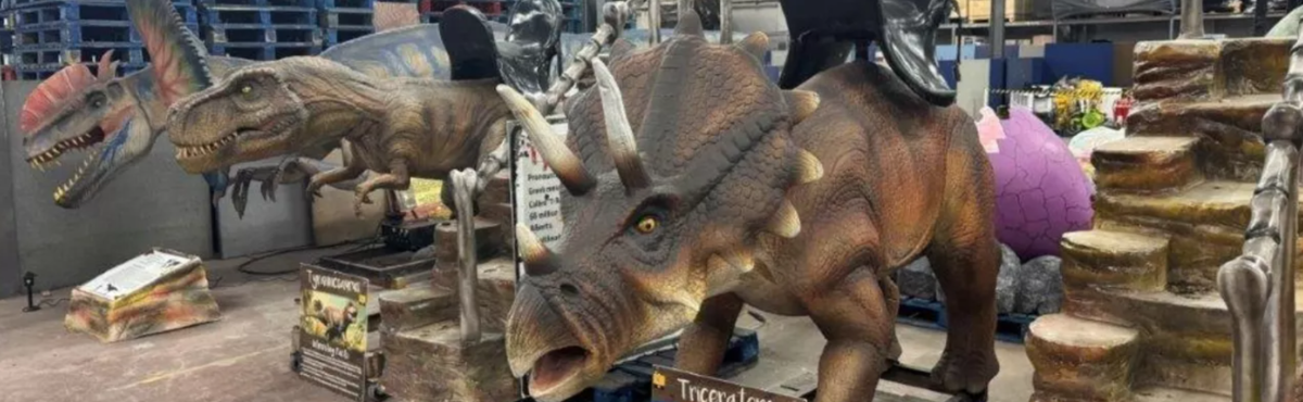 Animatronic Dinosaurs, Cafe Tables & Chairs, Catering Equipment, Truss, Lighting, Shipping Container, Arts/Crafts & much more