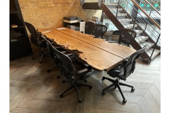 Live Edge Wooden Slab Conferece Table with 6x…