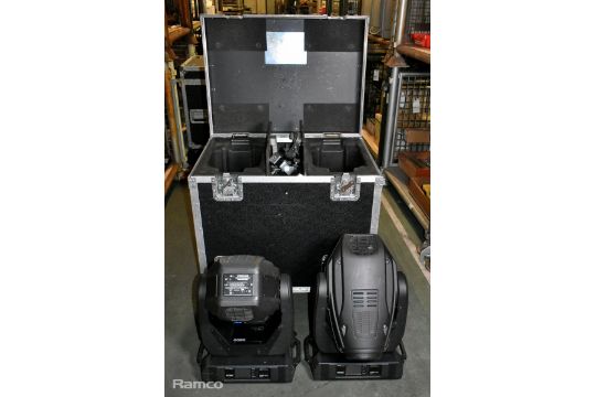 2x Robe Robin 600 spot lights in wheeled flight…