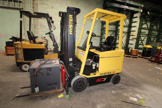 ELECTRIC FORKLIFT, HYSTER 35 3,500- LB. CAP. MDL.…