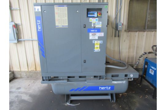 ROTARY SCREW AIR COMPRESSOR, HERTZ MDL. HBD22,…