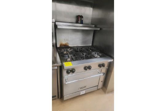 Vulcan range, 6-burner w/ oven, LNG, stainless steel