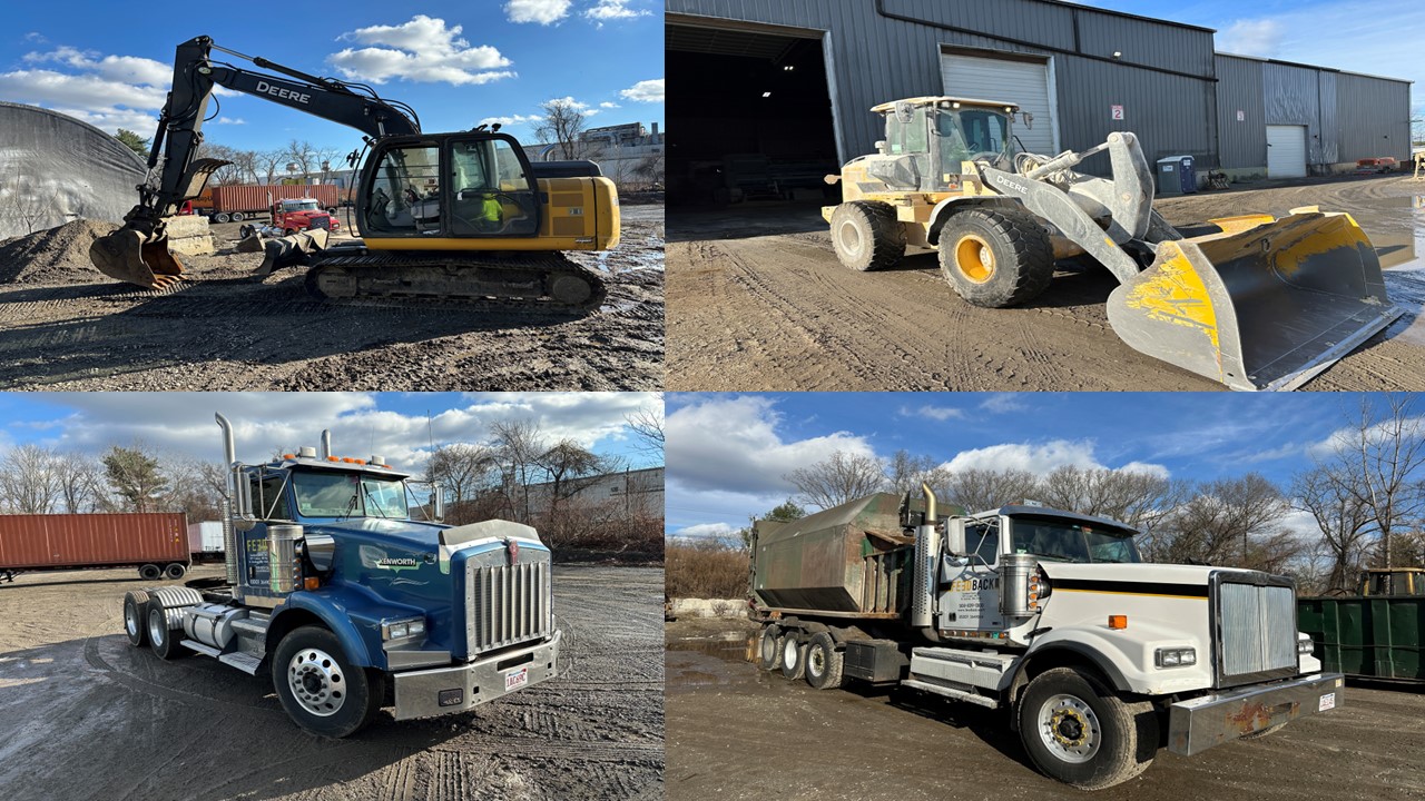 CONSTRUCTION & WASTE MANAGEMENT EQUIPMENT - (2) TRI AXLE ROLL OFF TRUCKS - (3) JOHN DEERE LOADERS & EXCAVATOR -(4) BOBCAT SKID STEERS -TRACTORS