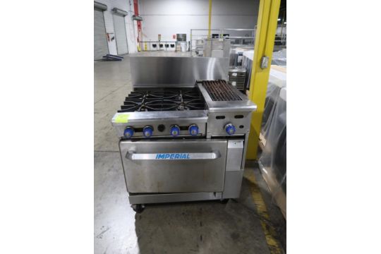 Imperial 4-burner range w/ charbroiller & ele oven