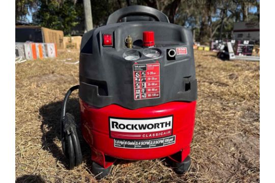 NEW 6 GAL ROCKWORTH PANCAKE AIR COMPRESSOR…