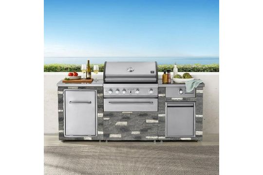 Northern slate five burner propane gas island grill