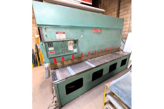 ALLSTEEL ¼-10 HYDRAULIC SHEAR, 10’ X ¼” CAP., S/N S-2653