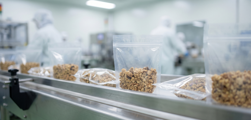 Bakery & Granola Snack Production & Packaging Plant: Weigh Pack Swifty Pouch Filler, Marion Mixers, Revent Double Rack, Miwe Single Rack Ovens