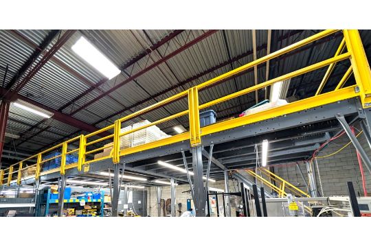 LARGE FREE STANDING MEZZANINE, (1) STAIRCASE, APPROX.…