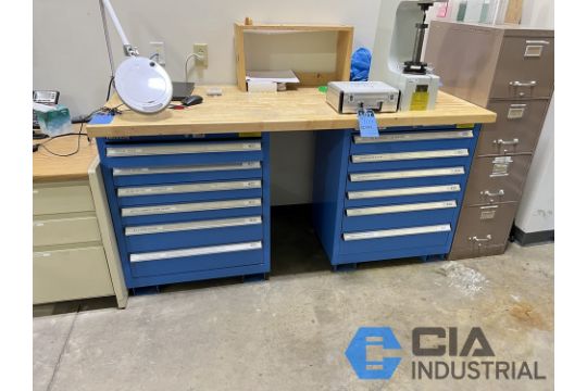 72' X 30' MAPLE TOP BENCH WITH (2) 6-DRAWER TOOL…