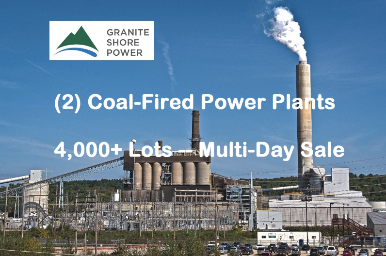 Day 1 of 5 -- (2) Coal-Fired Power Plants (448 MW & 155 MW) CLOSED from Granite Shore Power — 4000+ Lots of Equipment ALL TO BE SOLD!